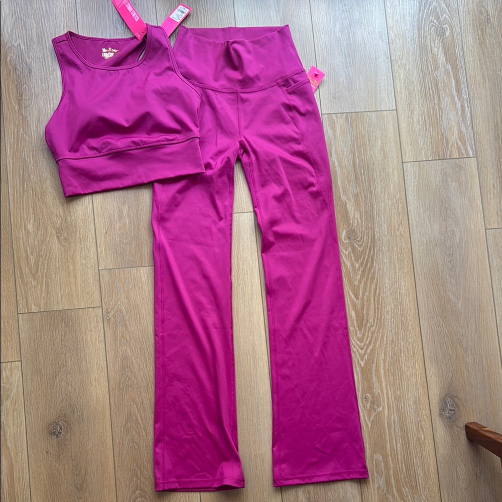 Lilly Pulitzer UPF Luxletic 31.5" Carpe Vita Flare Legging and Bentlee Bra Top S